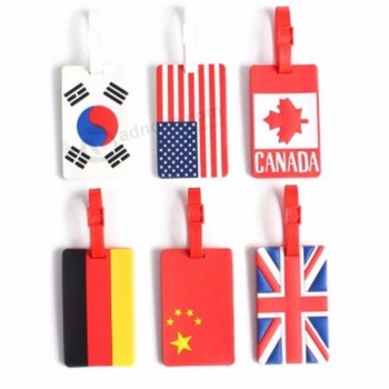 2018新款国旗行李牌PVC ID地址持有人行李标签旅行配件箱包便携式旅行箱标签