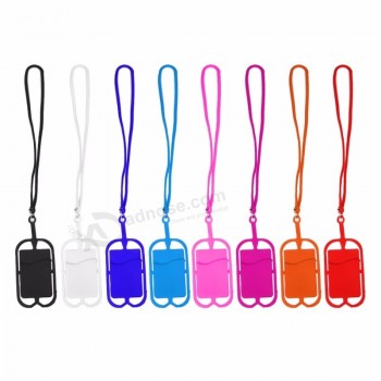 Longe en silicone amovible support de téléphone portable sangle de cou avec carte d’identité