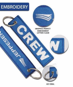 Custom Double Side Embroidery Fabric Keychain for Promotion Key Tag