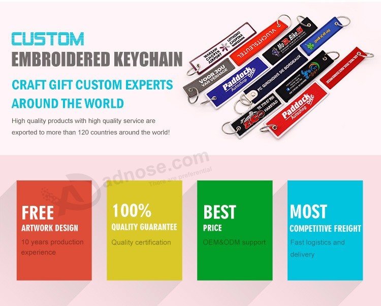 Free Sample Personalized Custom Promotional Polyester Fabric Retractable Remove Before Flight Airplane Souvenir Embroidered Keyring