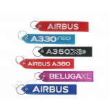 Personalized Custom Promotional Fabric Woven Keychain Patch Key Tag Key Strap Keyfob Airplane Key Ring Embroidered Patch Key Holder