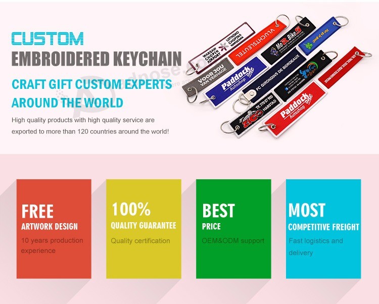 Высокое качество Персонализированные пользовательские Рекламные ткани Тканый брелок для ключей Патч Key Tag Ремешок для ключей Keyfob самолет Кольцо для ключей Вышитые патч Ключница