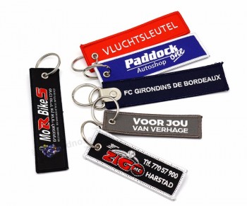 Wholesale China Custom Design Your Own Fabric Key Chain Key Ring Advertisting Souvenir Airplane Woven Embroidered Key Tag for Promotion Gift
