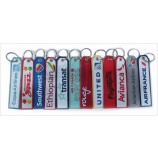 Customized Embroidery Logo Keychain with Two Sides Woven Letter