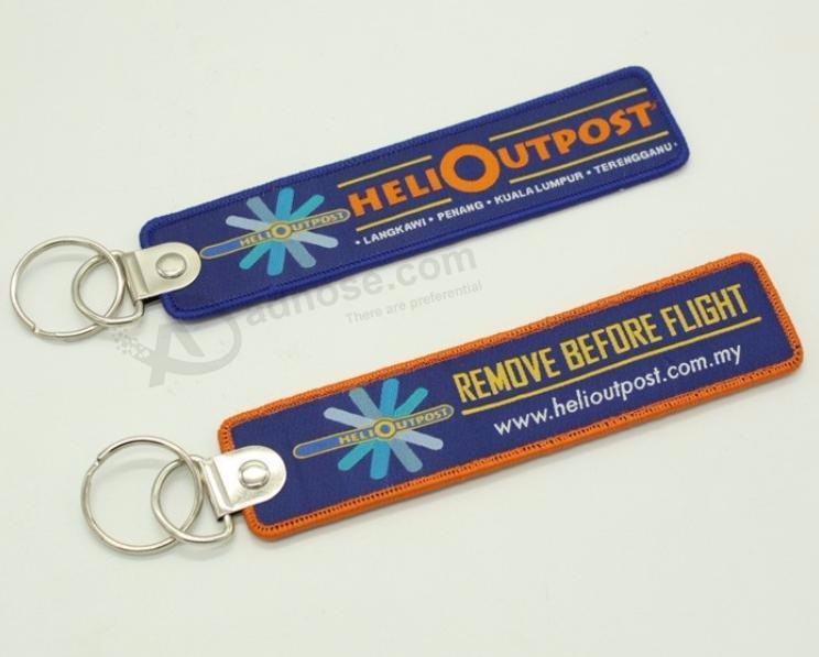 Kundenspezifischer Stoff Schlüsselanhänger für Kleidungsstück mit Metallring