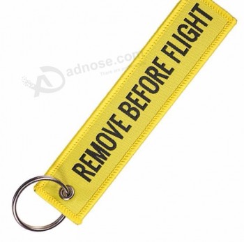 Customized Ribbon Woven Keychain with Metal Ring