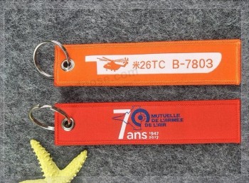 gewebter Schlüsselanhänger aus Stoff mit Jacquard-Logo für Gepäckanhänger