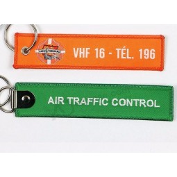 Custom Logo Polyester Woven Key Ring with Eyelet Overlock