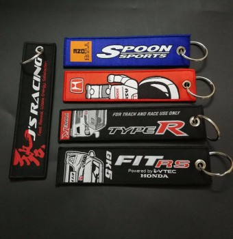 Embroidery Spoon Asimo Type R Key Ring  for Prined Embroidered Car keychain of clothes woven label for Motorcycles Cars Key tag