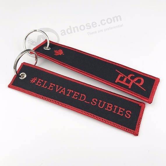 Manufactures custom Promotional souvenir Embroidery keychain with logo Gift fabric Keytag