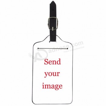 cubierta de etiqueta de equipaje de cuero de PU personalizada envíe su imagen