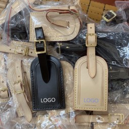 Customized PU leather print logo on luggage tag