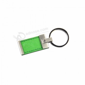 Nieuwe mode groene lederen aangepaste metalen promotionele sleutelhanger