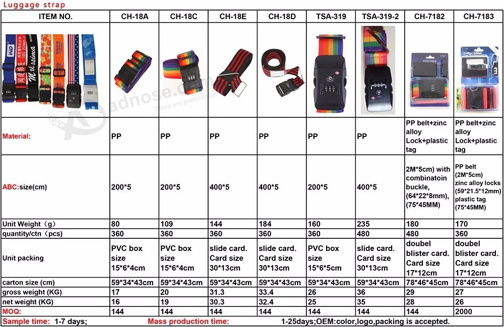 CH-18D 4 meters 3 digits Combination crossing luggage strap