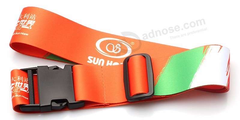 Customized Printing Adjustable Travel Airport Luggage Belt with Buckle