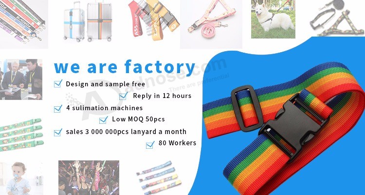 Wholesale promotional Custom made Polyester luggage Strap with Detach Buckle