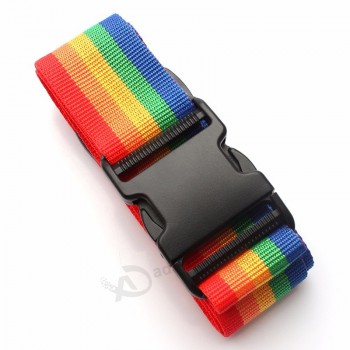 cinturón de equipaje de poliéster ajustable de seguridad con logotipo personalizado con gancho de plástico