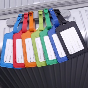 Housse d’étiquette de bagage en cuir PU personnalisée Porte-adresse d’identification de valise