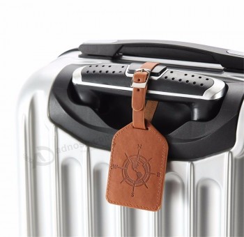 bússola de couro personalizado mala bagagem tag pingente