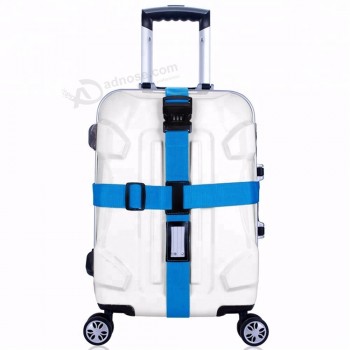 実用的なナイロン製旅行スーツケースクロスストラップ、ロック付き荷物ストラップベルトバックパックバッグスーツケース盗難防止用パッキング