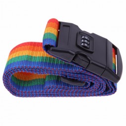 Rainbow Color Custom Luggage Belt Straps with Password Lock