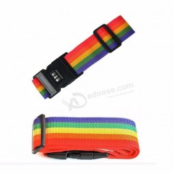 Custom rainbow adjustable suitcase belt luggage strap with TSA lock