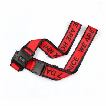 cinturón de equipaje ajustable de poliéster personalizado de alta calidad al por mayor con impresión de logotipo