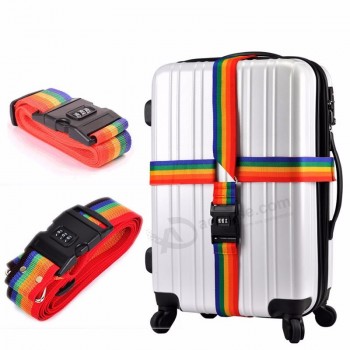 Alta qualidade nylon ajustável mala de embalagem cinto de viagem bagagem caso cinta com trava de senha