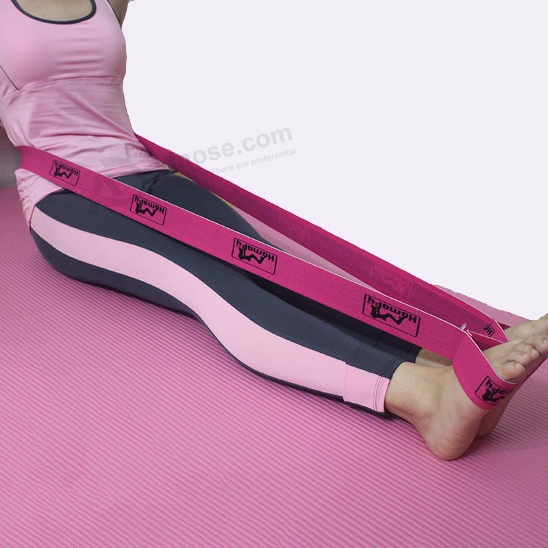 Cinturino alla moda per yoga, fascia elastica per yoga, fettuccia da yoga in poliestere jacquard con qualsiasi colore