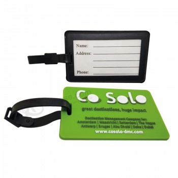 Logo en relief PVC Custom Rubber étiquette de bagage en pvc de taille standard