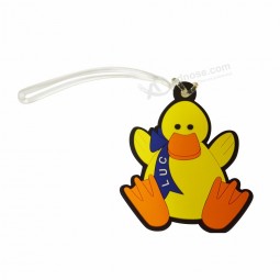 Logo personnalisé Étiquette de voyage en PVC en forme de canard