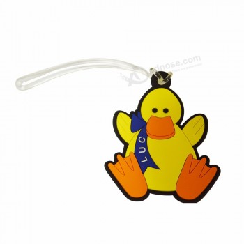 Logo personnalisé Étiquette de voyage en PVC en forme de canard