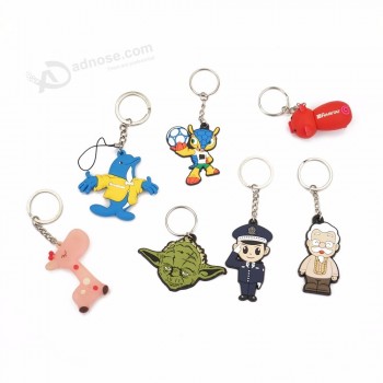 Mignon Dessin Animé Logo Porte-clés Porte-clés en caoutchouc PVC souple pour cadeau de promotion