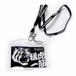 polyester smalle buisvormige halskoorden met lanyard van PVC-kaarthouder voor id-houder