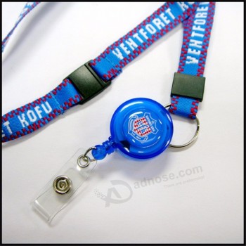 Retractable Woven/Jacquard/Braided Logo Custom id badge holder Lanyard for Events