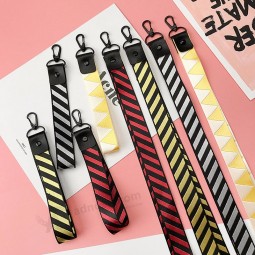 Custom Short Mobile Phone Strap Striped Lanyard