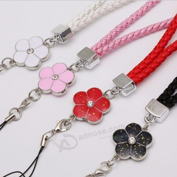 Sangle de main courte Sangles de téléphone portable antidérapantes Fleur Cordon de téléphone Corde à main Longe pour clés