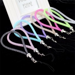 cinturini per cordini per telefono con diamanti catena lucida colorata lucida a mano corta
