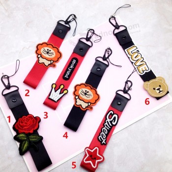 cordones cortos de cadena móvil de mano de muñeca de dibujos animados personalizados