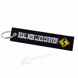5 PCS/LOT Cool Motorcycles Keychains for Cars Embroidery OEM Real Men Like Curves Key rings Polyester size13x2.8cm key llaveros