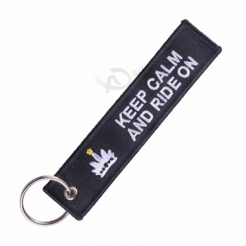 3 PCS/LOT Noir Keep Calm et Ride On Porte-clés pour voitures et motos OEM point Porte-clés Porte-clés porte-clés porte-clés 13x2.8cm llavero