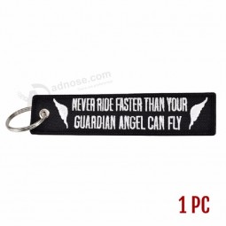 Never Drive Faster Than Your Guardian Angel Can Fly key chain for Motorcycles Stitch customzie keyring angel key fobs jewelry