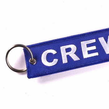 Bleu Crew Porte-clés pour la promotion Cadeaux Broderie Crew Porte-clés Mode Bijoux OEM Moto Porte-clés llaveros Luggage Tag