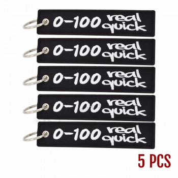5个PCS / LOT摩托车新颖钥匙扣0-100踏板车刺绣的真正快速钥匙扣钥匙圈钥匙扣珠宝首饰
