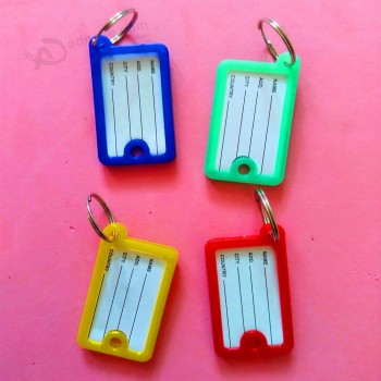 Porte-clés rectangulaires en plastique personnalisés étiquette de bagages Étiquettes pour animaux de compagnie clé Étiquette d’identification pour l’hôtel