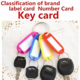 Etiquetas plásticas vermelhas da etiqueta do cartão do número de marca da classificação do cartão chave para venda