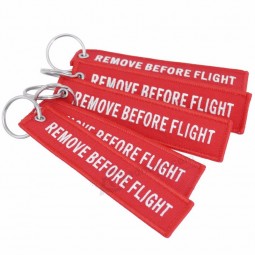 Remove Before Flight Custom design keychain key tag with embroidery logo