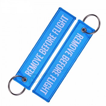 fabricante de etiquetas de llave bordado azul personalizado