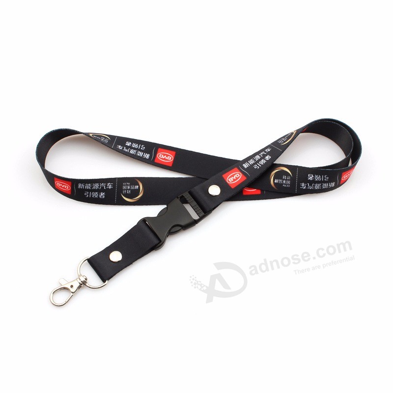 Bunten Hals Polyester Lanyards mit individuellem Design mit Metall-Abreißschnalle