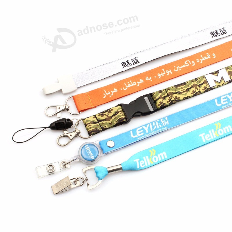 Colorful Neck Polyester Lanyards with Customized Design with Metal Breakaway Buckle